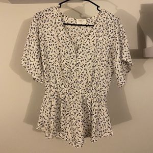 White Floral Blouse